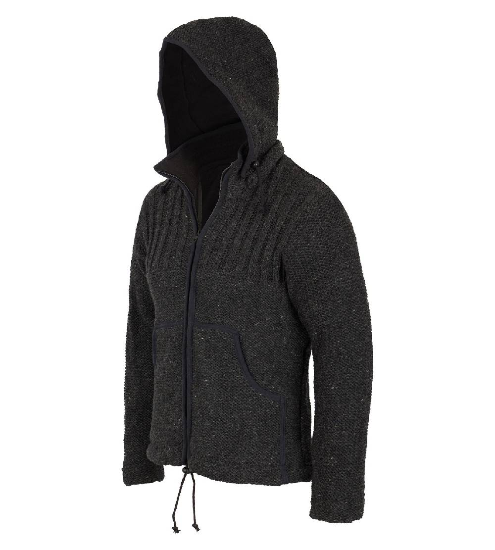 Kunst Und Magie Herren Strickjacke Wollejacke mit Fleecefutter und abnehmbarer Kapuze Sonderangebot der Fabrik