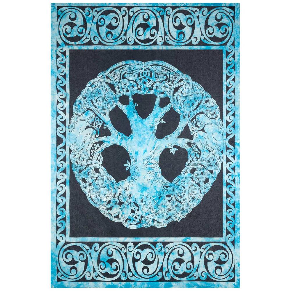 Kunst Und Magie Dekotuch Tagesdecke Wandbehang Celtic Lebensbaum Ygdrasül Tuch Keltisch Blau ca.210x145cm Speichern exportieren