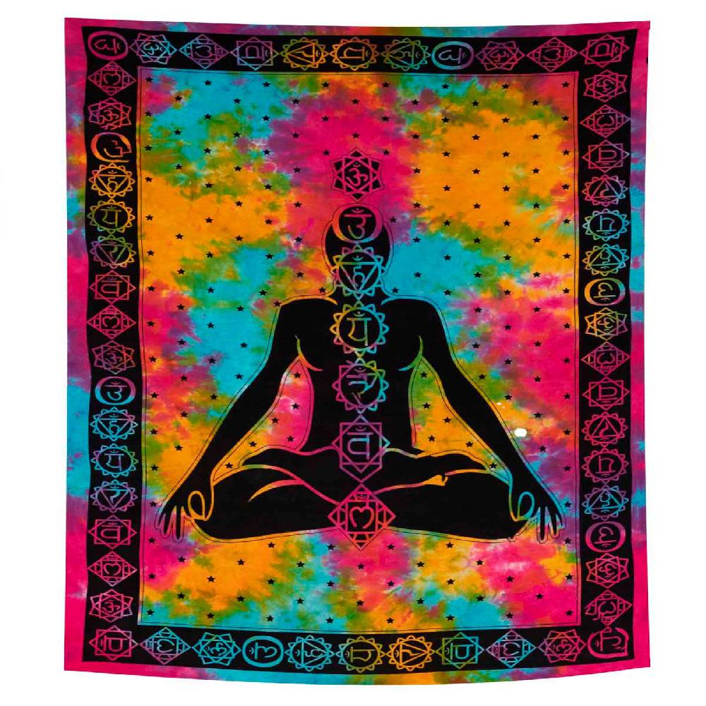 Kunst Und Magie Bunte Tagesdecke Wandbehang Bunt Deko Chakra Meditation ca.200x230cm zollfrei