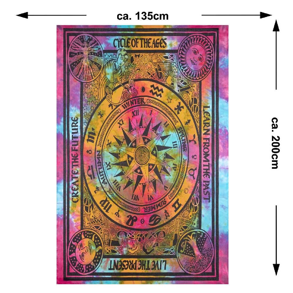 Kunst Und Magie Astrologie Tagesdecke Wandbehang Bunt Deko TuchCycle of the Ages .200x135cm Outlet