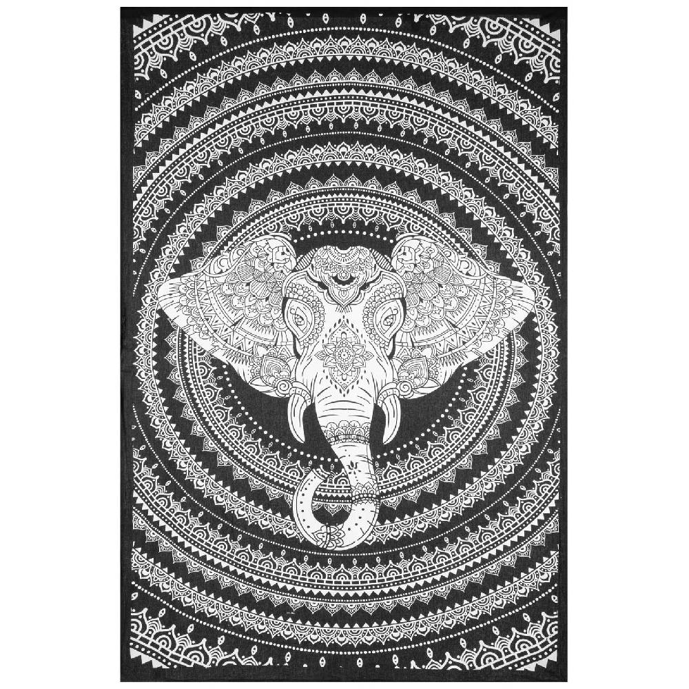 Kunst Und Magie Kunst und Magie Tagesdecke Wandbehang Deko Tuch Elefant Mandala ca 135 x 200cm Auslauf