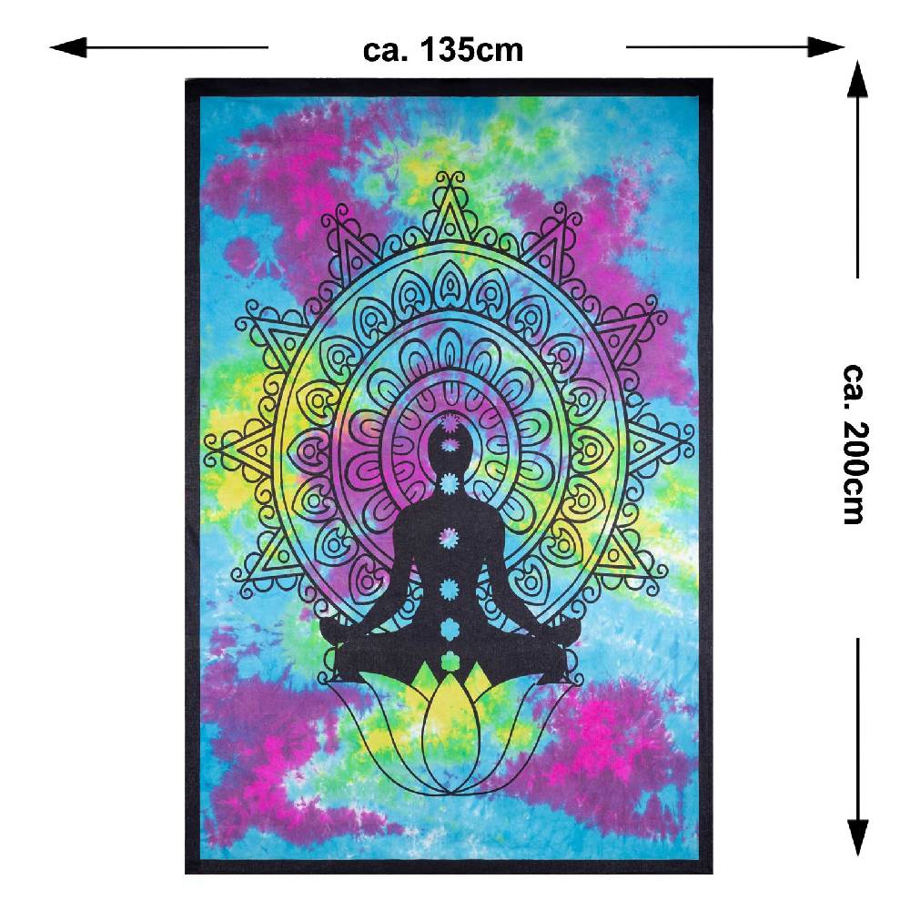 Kunst Und Magie Kunst und Magie Tagesdecke Wandbehang Bunt Deko Tuch Buddha Chackra Meditation ca.200x135cm Verkauf