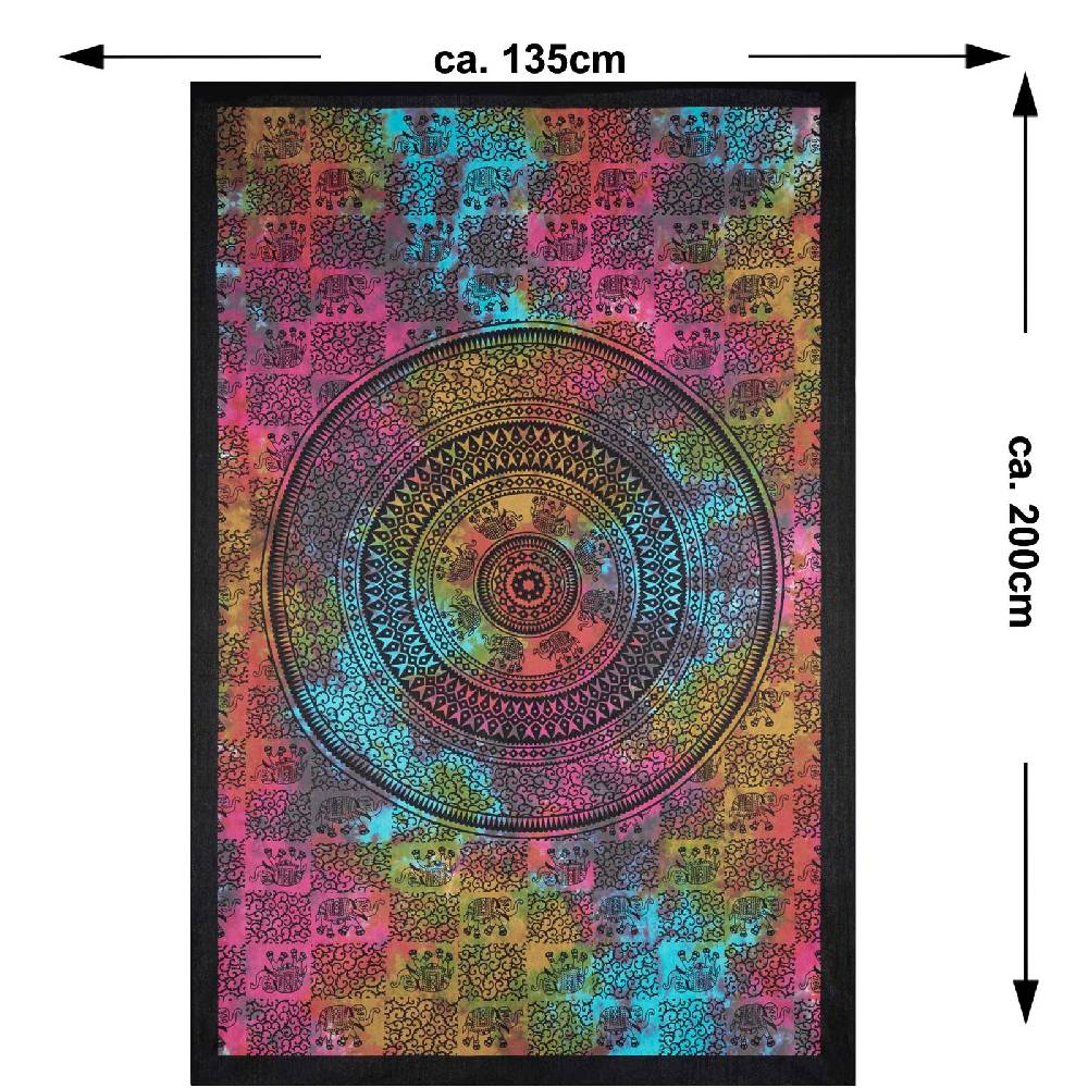 Kunst Und Magie Kunst und Magie Tagesdecke Wandbehang Deko Tuch Elefant Mandala ca 135 x 200cm Angebote
