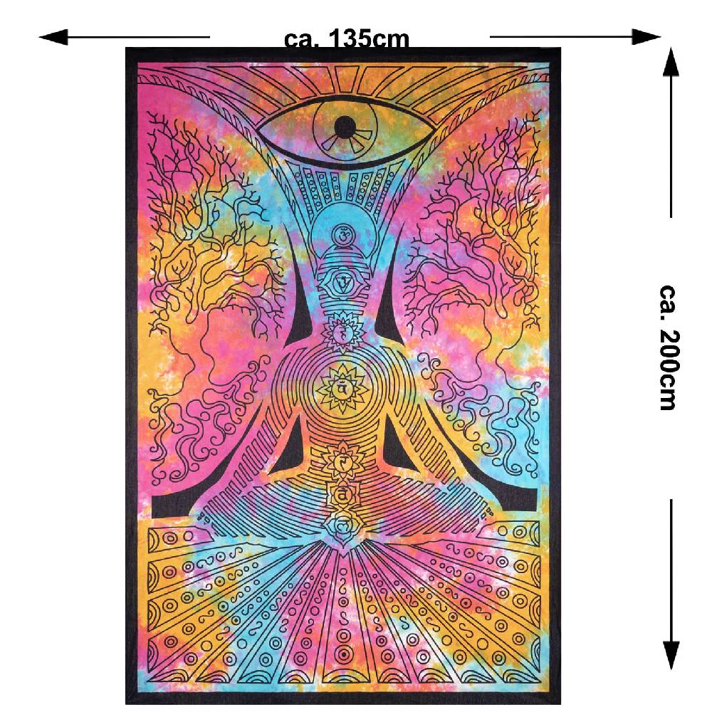 Kunst Und Magie Kunst und Magie Tagesdecke Wandbehang Bunt Deko Tuch Buddha Chackra Meditation ca.200x135cm Hotsell