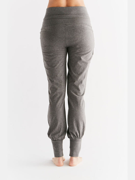 Leela Cotton 1811-01 | Damen Yogahose mit Umschlagbund - Anthrazit-Melange Saisonale Angebote