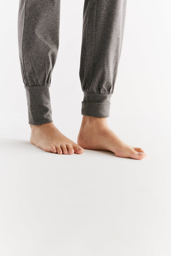 Leela Cotton 1811-01 | Damen Yogahose mit Umschlagbund - Anthrazit-Melange Saisonale Angebote