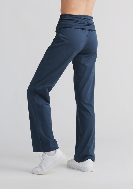 Leela Cotton 1726-048 | Damen Hose mit Umschlagbund - Navy Räumungsverkauf