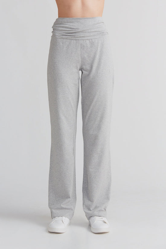 Leela Cotton 1726-047 | Damen Hose mit Umschlagbund - Grau-Melange