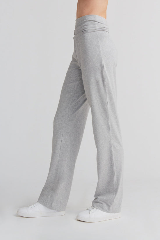 Leela Cotton 1726-047 | Damen Hose mit Umschlagbund - Grau-Melange Kauf eins, bekomm eins gratis