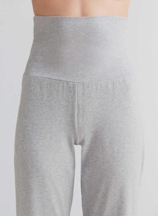 Leela Cotton 1726-047 | Damen Hose mit Umschlagbund - Grau-Melange Kauf eins, bekomm eins gratis