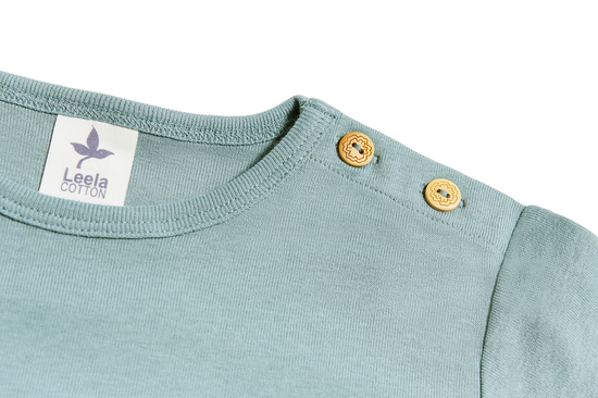 Leela Cotton 2286 | Baby Basic Langarmshirt - Taubenblau Tiefpreis