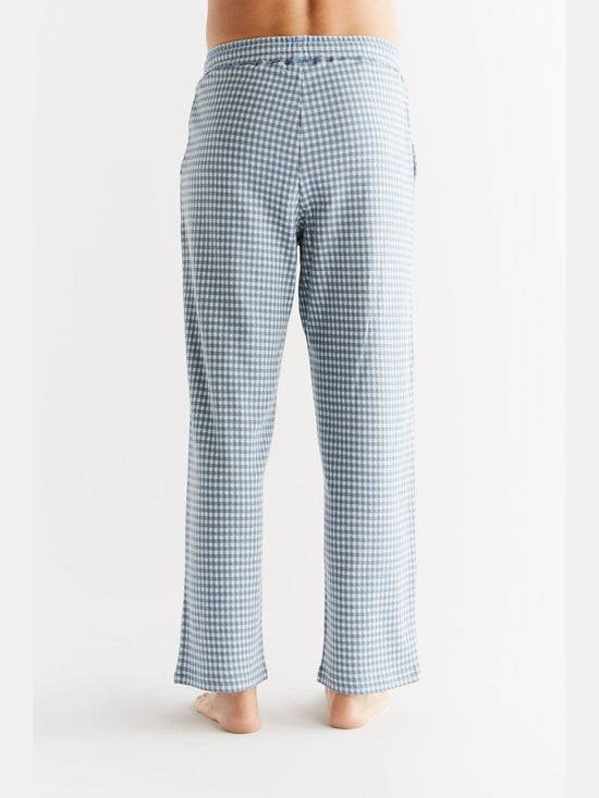 Leela Cotton 2455-02 | Herren Homewear Hose kariert - Denimblau-Natur Zeitbegrenzte Promotion