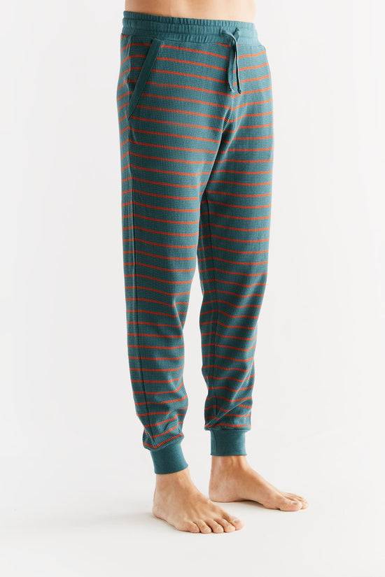 Leela Cotton 2454-051 | Waffel Strick Herrenhose - Tanne/Tabasco Vierteljährliche Förderung