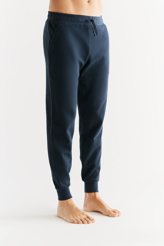 Leela Cotton 2454-061 | Waffel Strick Herrenhose - Indigo Bis zu 55% Rabatt