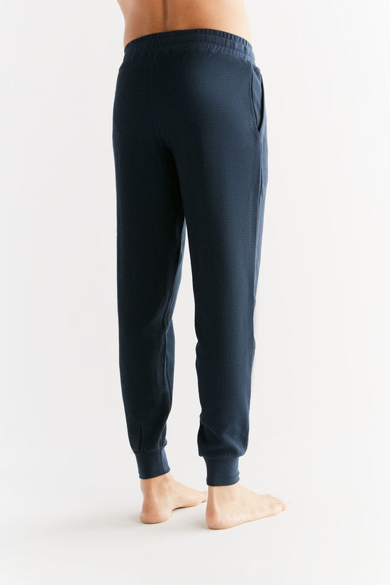 Leela Cotton 2454-061 | Waffel Strick Herrenhose - Indigo Bis zu 55% Rabatt