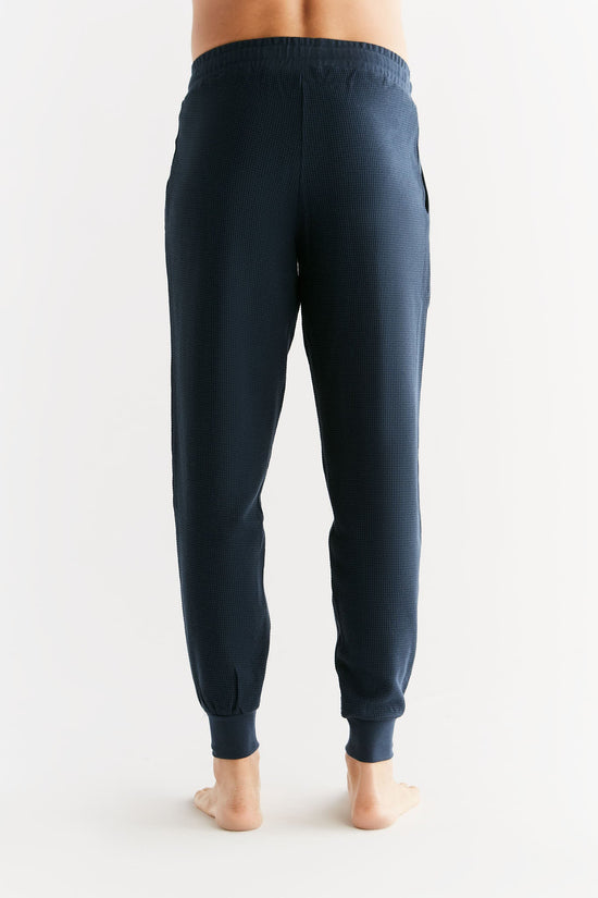 Leela Cotton 2454-061 | Waffel Strick Herrenhose - Indigo Bis zu 55% Rabatt