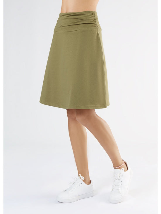 Leela Cotton 1418-041 | Rock A-Linie mit Komfortbund - Oliv Online