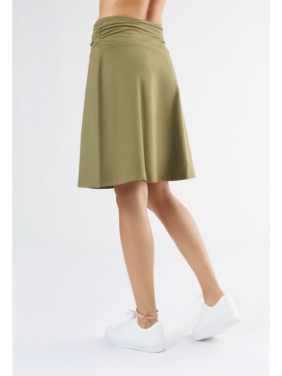 Leela Cotton 1418-041 | Rock A-Linie mit Komfortbund - Oliv Online
