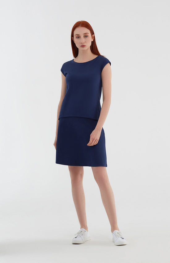 Leela Cotton 1418-02 | Rock A-Linie mit Komfortbund - Admiralblau Auslauf