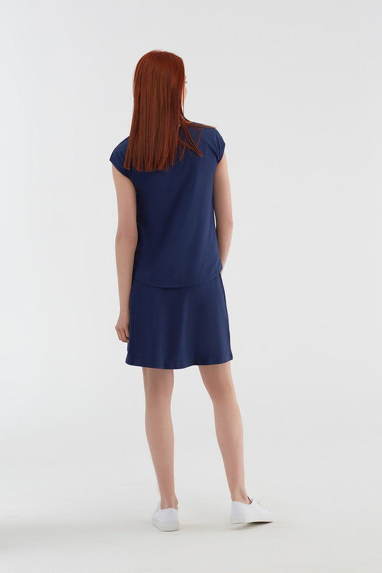 Leela Cotton 1418-02 | Rock A-Linie mit Komfortbund - Admiralblau Auslauf