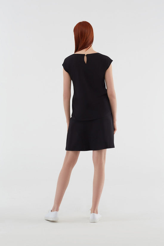 Leela Cotton 1418-01 | Rock A-Linie mit Komfortbund - Schwarz Verkauf