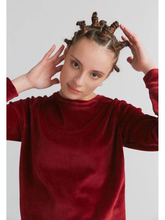 Leela Cotton 1277-030 | Damen Nickysweatshirt - Bordeaux Hotsell
