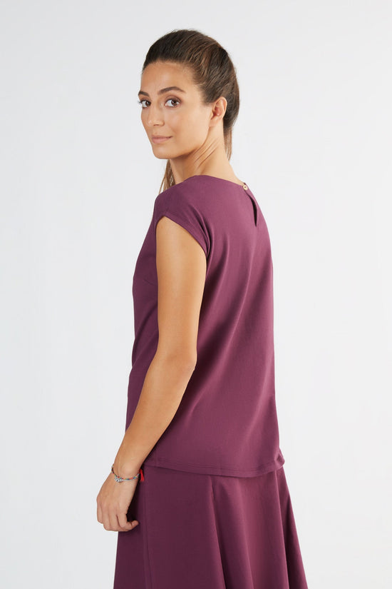 Leela Cotton 1261-028 | Damen Blusen-Shirt - Aubergine im Angebot