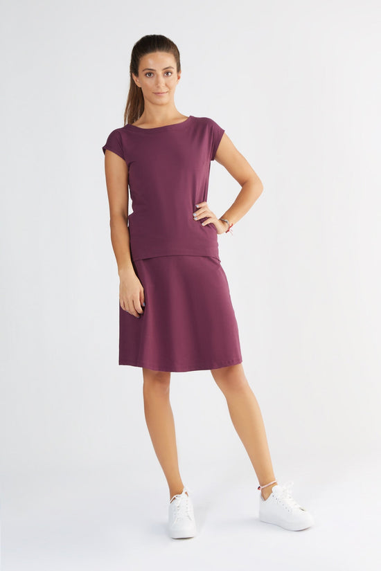 Leela Cotton 1261-028 | Damen Blusen-Shirt - Aubergine im Angebot