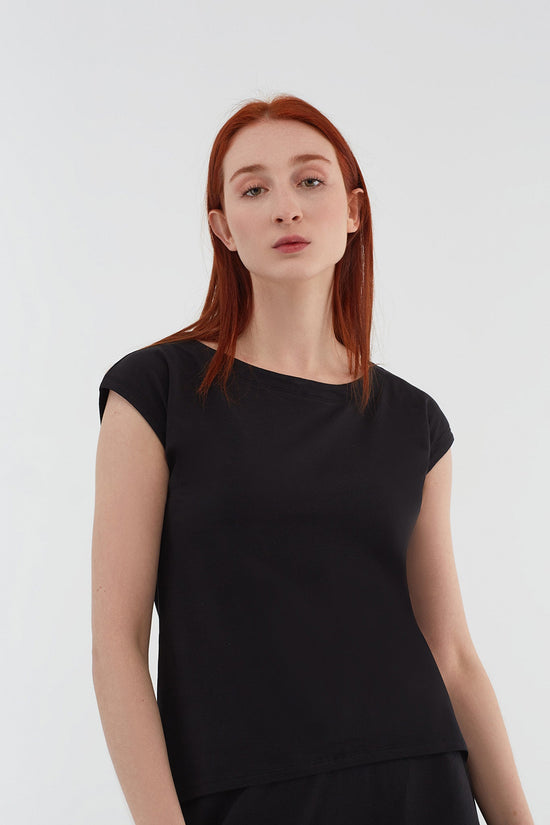 Leela Cotton 1261-01 | Damen Blusen-Shirt - Schwarz Schlussverkauf