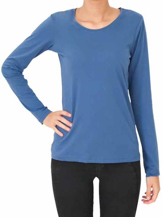 Leela Cotton 1251-05 | Damen Langarmshirt - Denimblau
