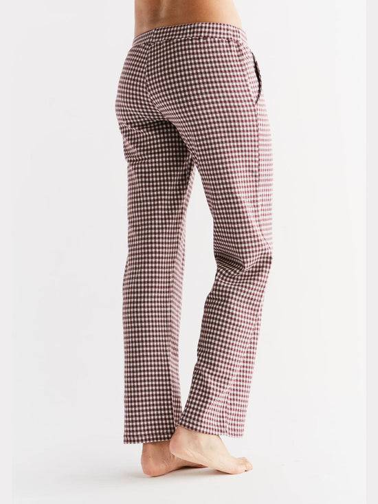Leela Cotton 1455-01 | Damen Homewear-Hose kariert - Aubergine-Natur Blitzverkäufe