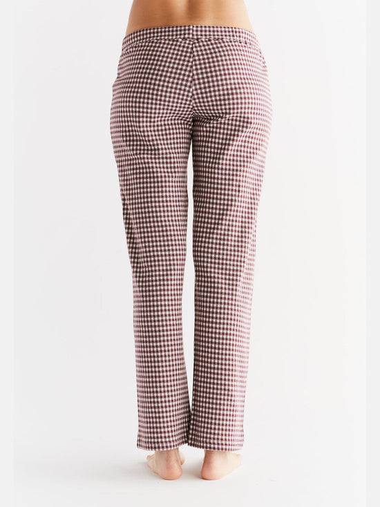 Leela Cotton 1455-01 | Damen Homewear-Hose kariert - Aubergine-Natur Blitzverkäufe
