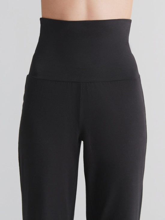 Leela Cotton 1726-021 | Damen Hose mit Umschlagbund - Schwarz Kostenloser Versand