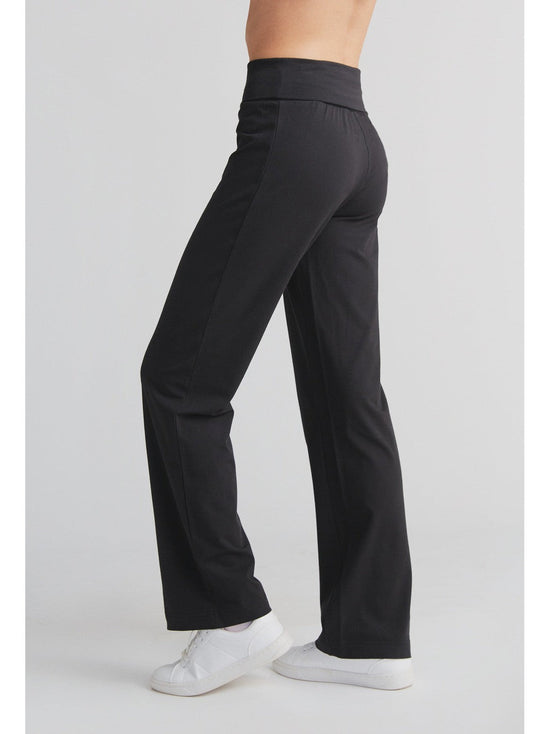 Leela Cotton 1726-021 | Damen Hose mit Umschlagbund - Schwarz Kostenloser Versand