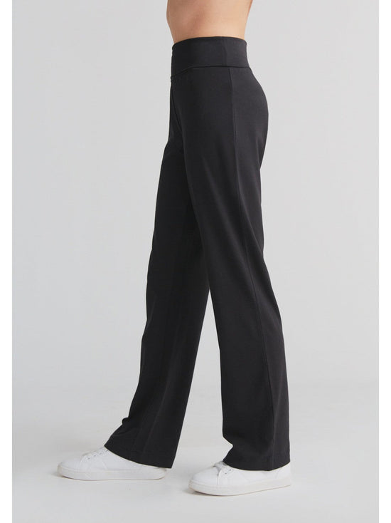 Leela Cotton 1726-021 | Damen Hose mit Umschlagbund - Schwarz Kostenloser Versand