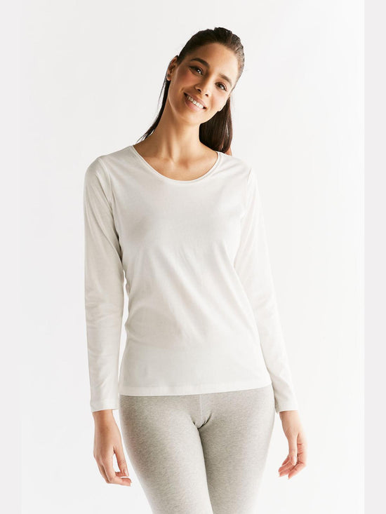 Leela Cotton 1251-01 | Damen Langarmshirt - Naturweiss