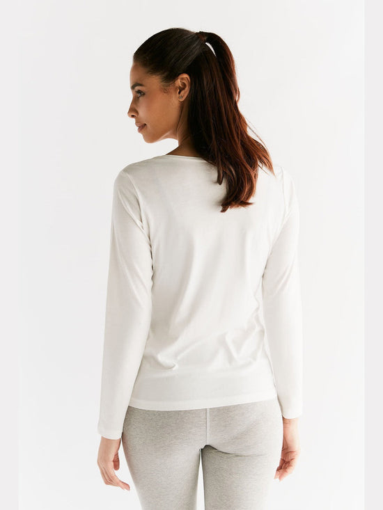 Leela Cotton 1251-01 | Damen Langarmshirt - Naturweiss Limitierter Zeitrabatt