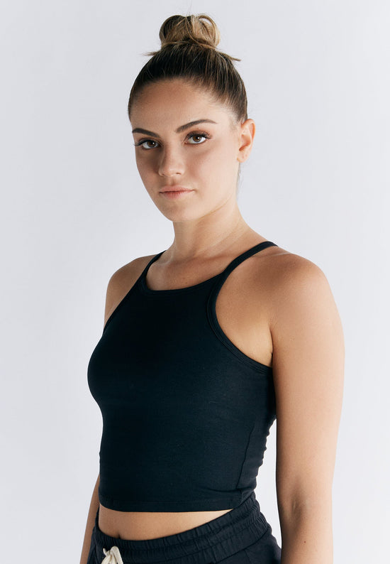 Leela Cotton 1217-021 | Crop-Top - Schwarz Versandkostenfrei