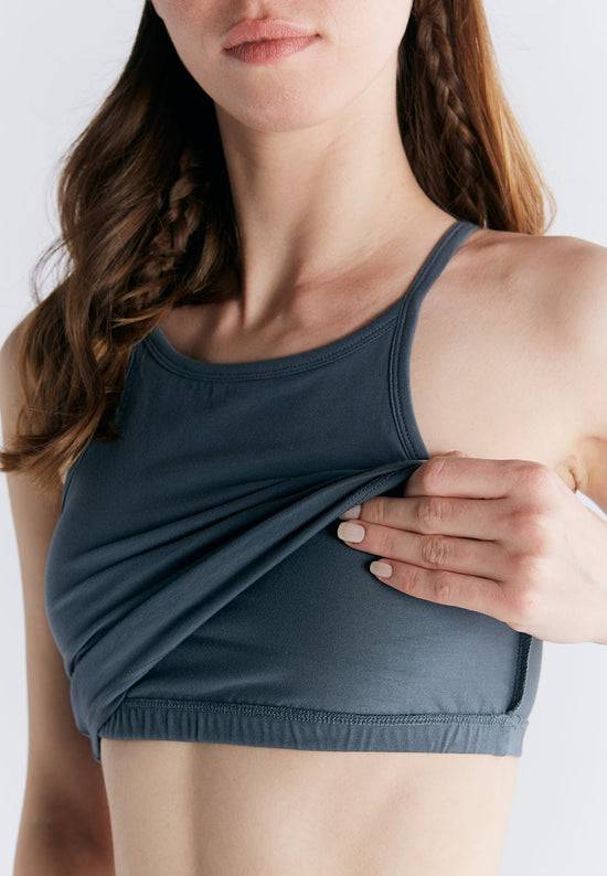 Leela Cotton 1217-068 | Crop-Top - Dunklerschiefer Online Shopping