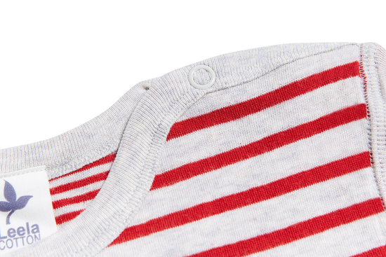 Leela Cotton 2460 | Baby Wendelangarmshirt - Grau-Ziegelrot Vatertagsangebot