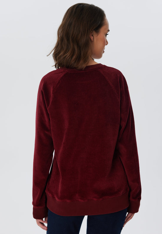Leela Cotton 1278-030 | Damen Cord Sweatshirt - Bordeaux Zeitlich begrenztes Angebot