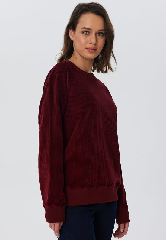 Leela Cotton 1278-030 | Damen Cord Sweatshirt - Bordeaux Zeitlich begrenztes Angebot