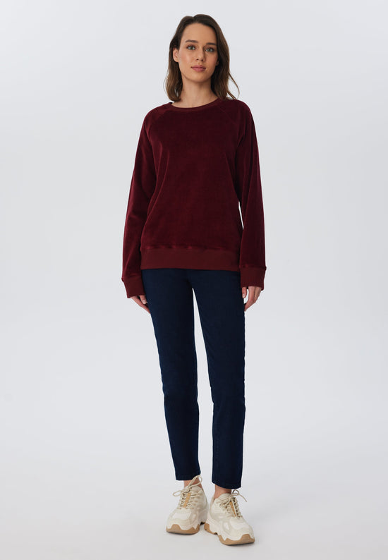 Leela Cotton 1278-030 | Damen Cord Sweatshirt - Bordeaux Zeitlich begrenztes Angebot