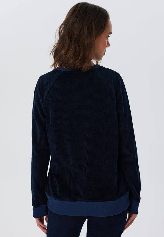 Leela Cotton 1278-045 | Damen Cord Sweatshirt - Nachtblau Exklusive Angebote