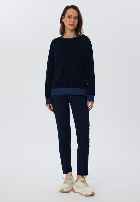 Leela Cotton 1278-045 | Damen Cord Sweatshirt - Nachtblau Exklusive Angebote