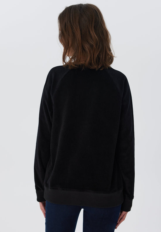 Leela Cotton 1278-021 | Damen Cord Sweatshirt - Schwarz Blitzangebot