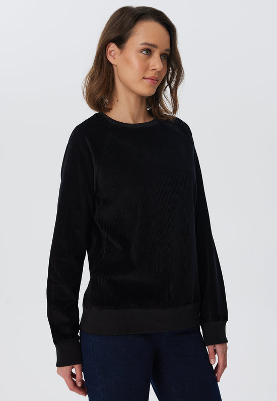 Leela Cotton 1278-021 | Damen Cord Sweatshirt - Schwarz Blitzangebot