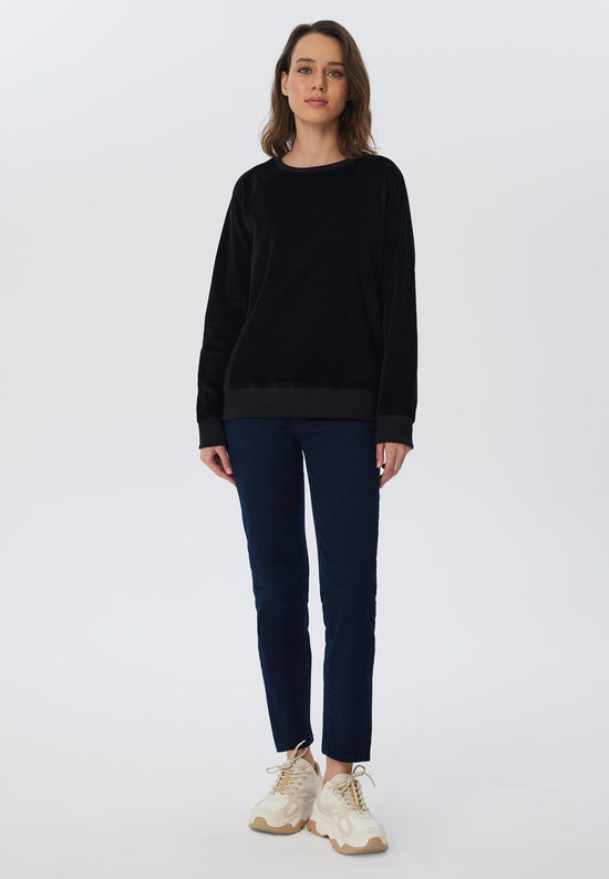 Leela Cotton 1278-021 | Damen Cord Sweatshirt - Schwarz Blitzangebot