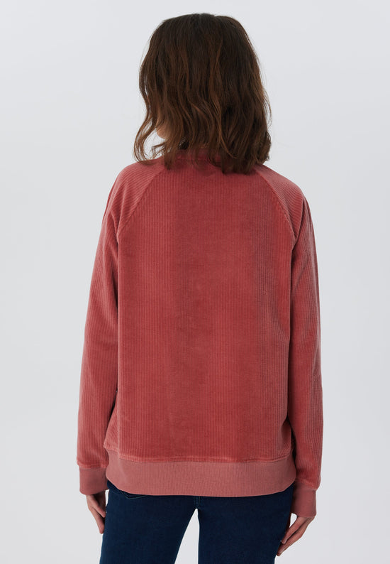Leela Cotton 1278-072 | Damen Cord Sweatshirt - Dunkel Mauve Große Rabatte
