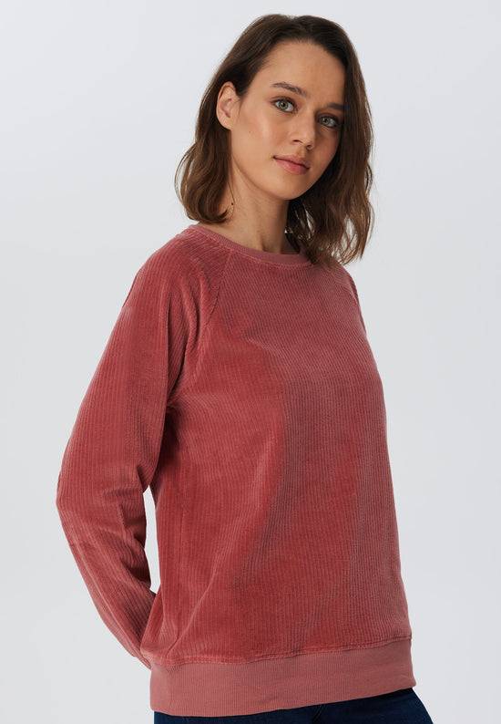 Leela Cotton 1278-072 | Damen Cord Sweatshirt - Dunkel Mauve Große Rabatte